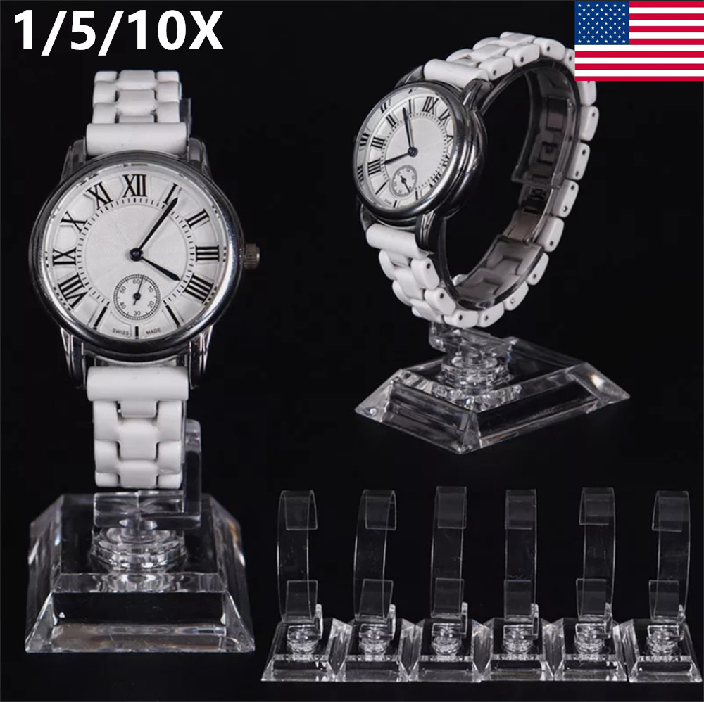 1-10X Wholesale Lot Clear Plastic Wrist Watch Display Stand Holder Show Racks US