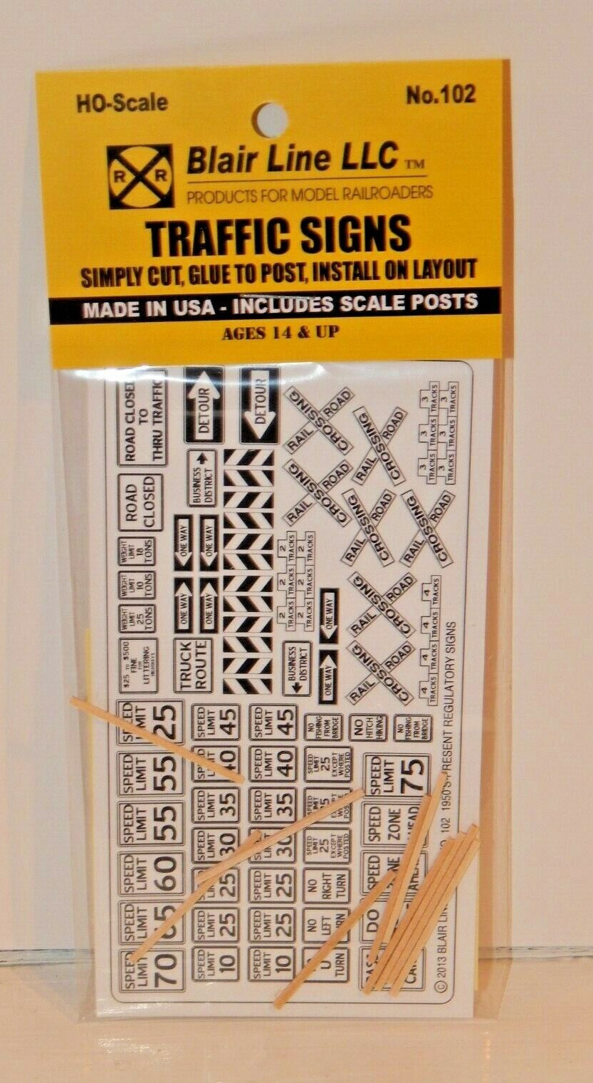 Blair Line HO #102 Traffic Signs NEW