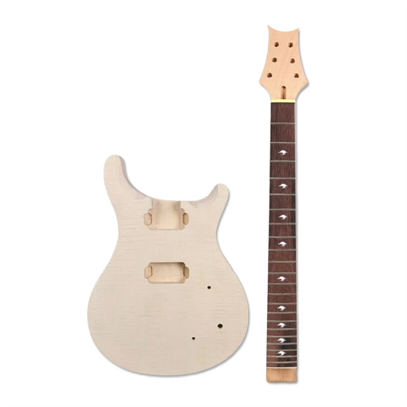 Electric Guitar Kit 22 Fret Mahogany Wood Flame Maple Veneer Guitar Body DIY
