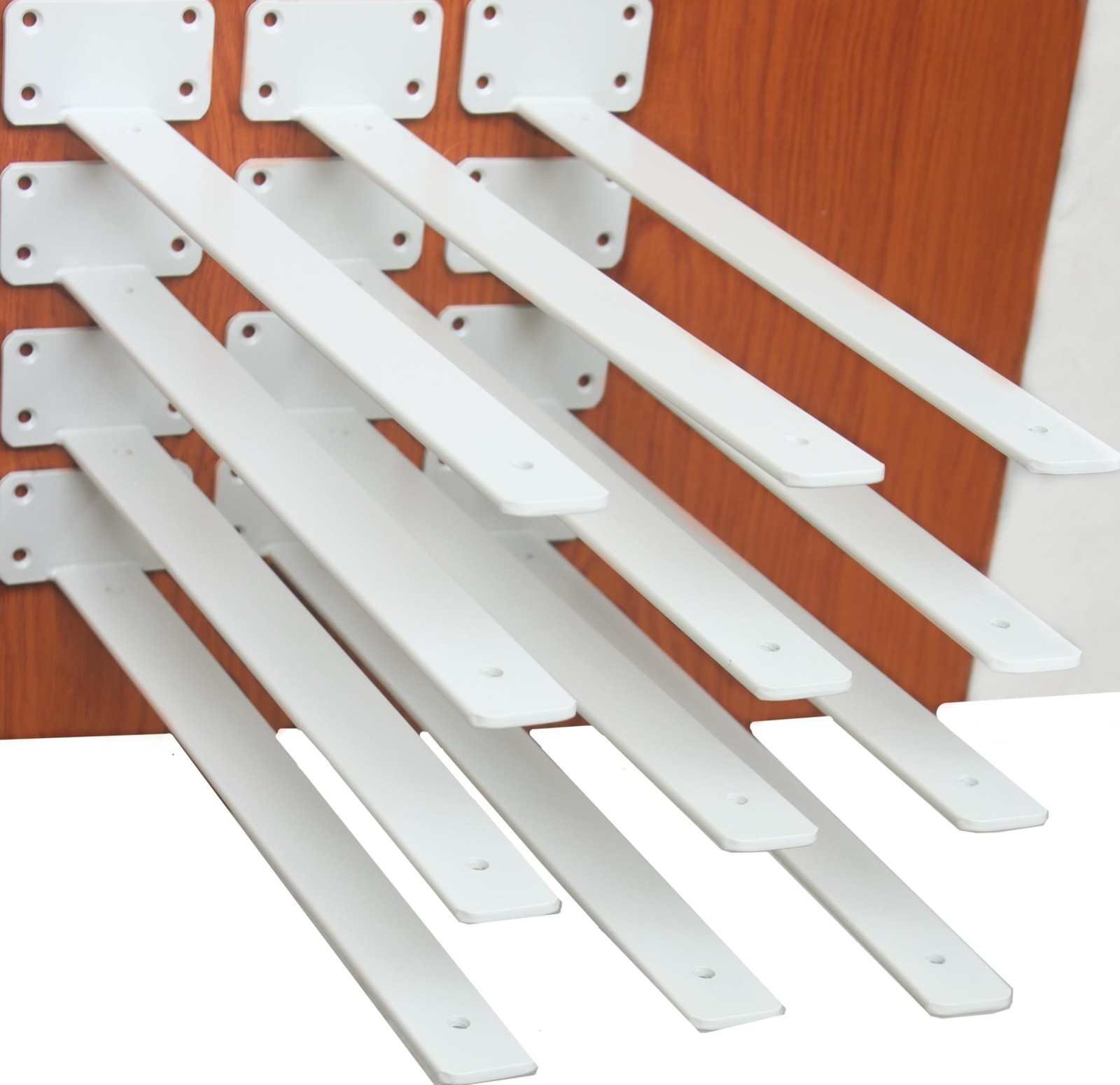 12 Pack - 16 inch White Hidden L Shelf Bracket (1/5 Inch Thicked) Iron Floati...