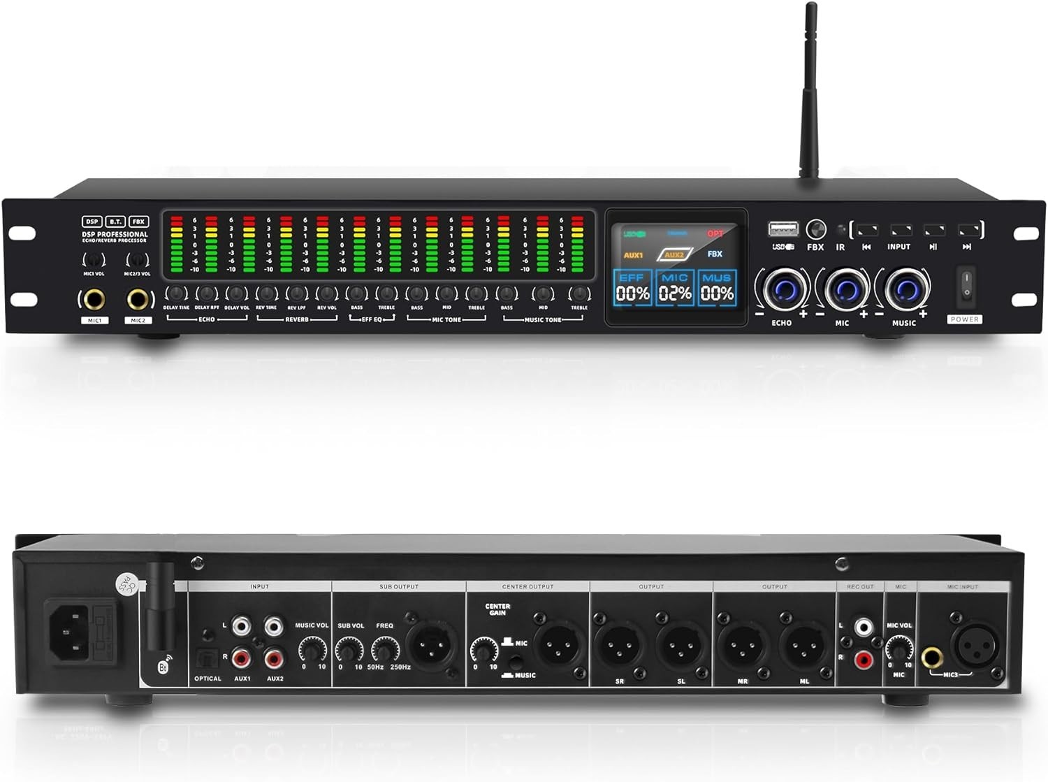 K-6 Professional KTV Digital Pre-Stage Effector Anti-Howling Audio Processor Kar