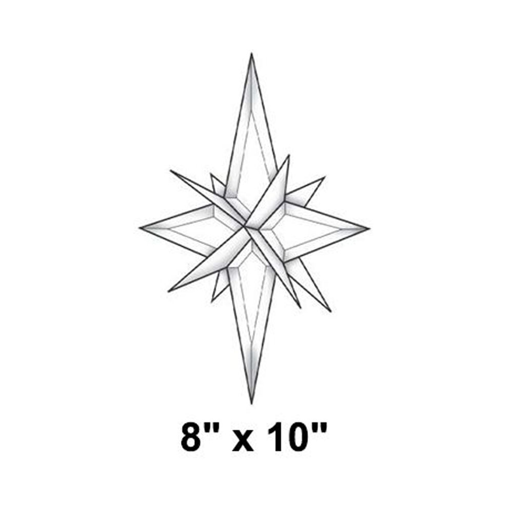 8"X 10" Exquisite Clear Glass 3-D Star Bevel Cluster EC343