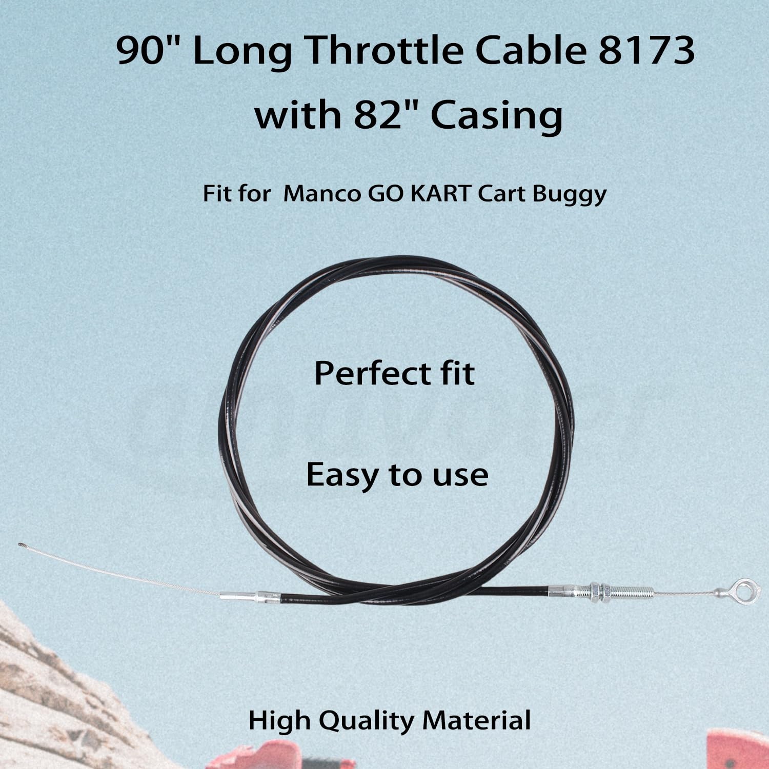 amavoler 90" Long Throttle Cable 8173 with 82" Casing Replacement for Black
