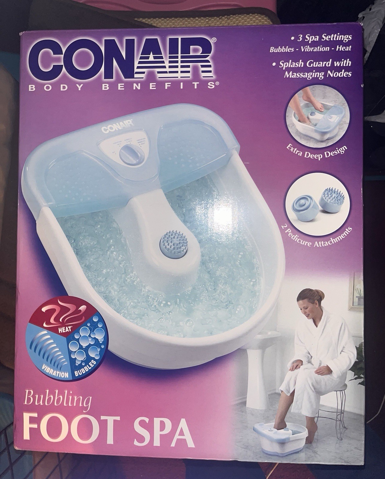 Conair Body Benefits Bubbling Foot & Hand Spa, Pedicure, Manicure; New In Box