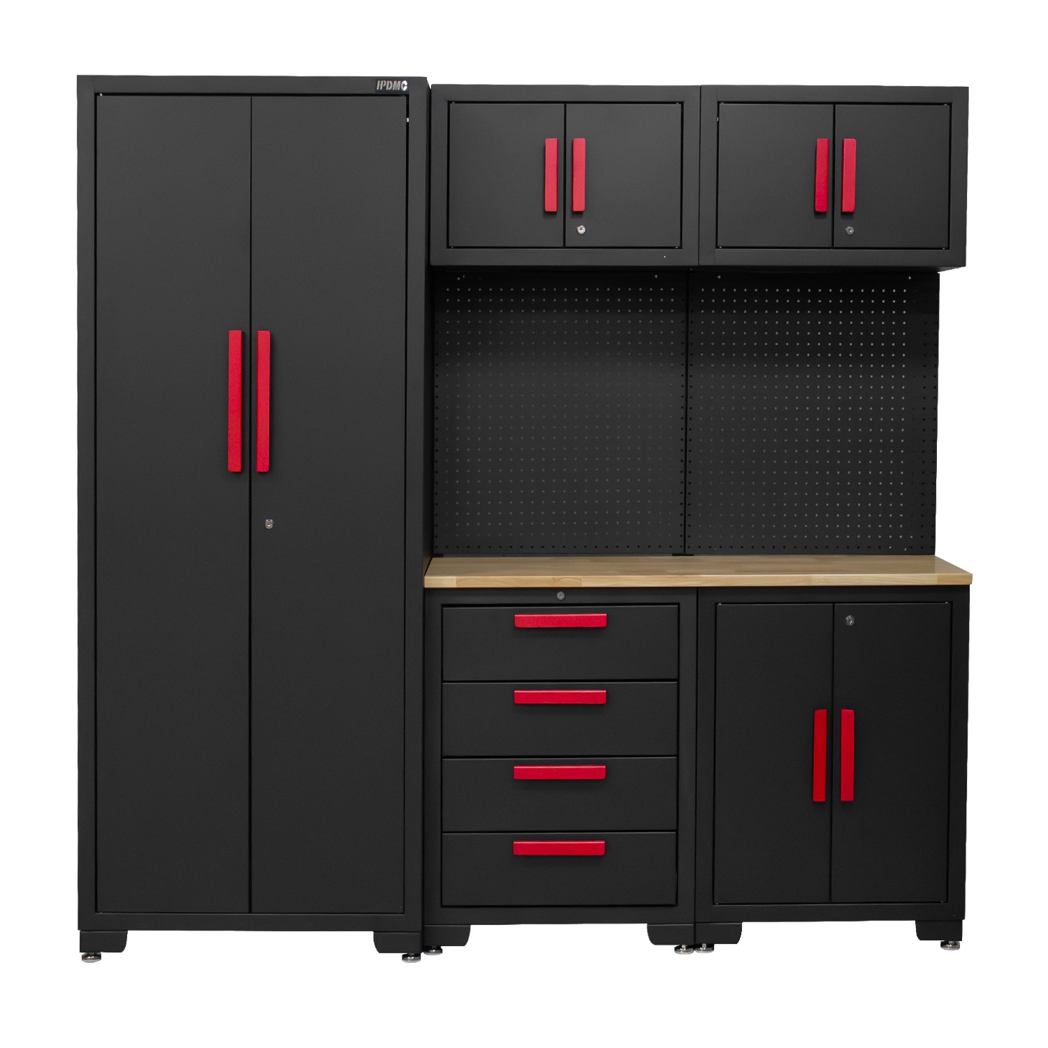 Garage Storage Cabinet System -Corner Cabinet,Cabinet Drawers,Workbench,Pegboard