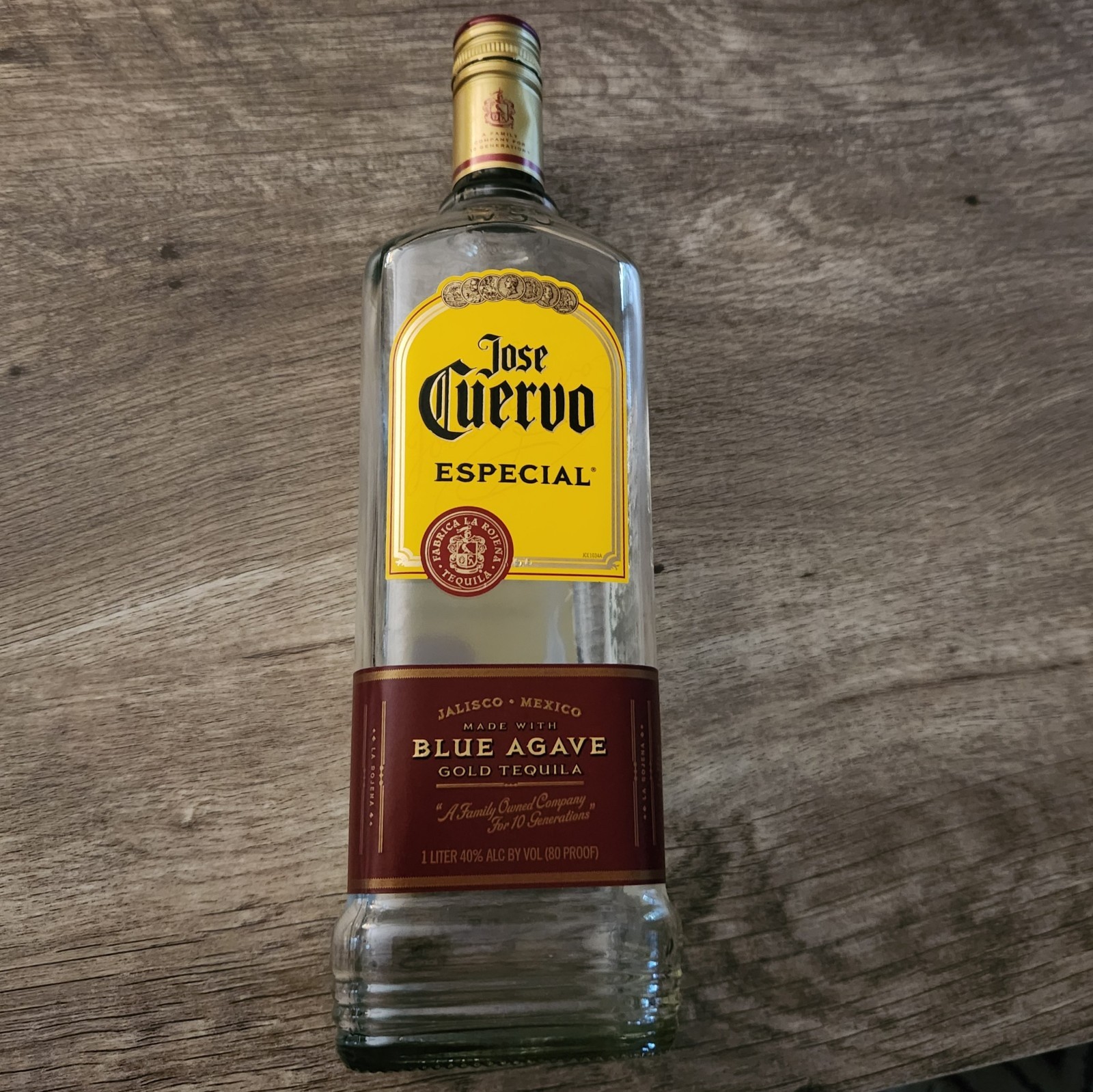 Jose Cuervo Especial Blue Agave Gold Tequila 1795 Empty 1L Bottle w/ Cap