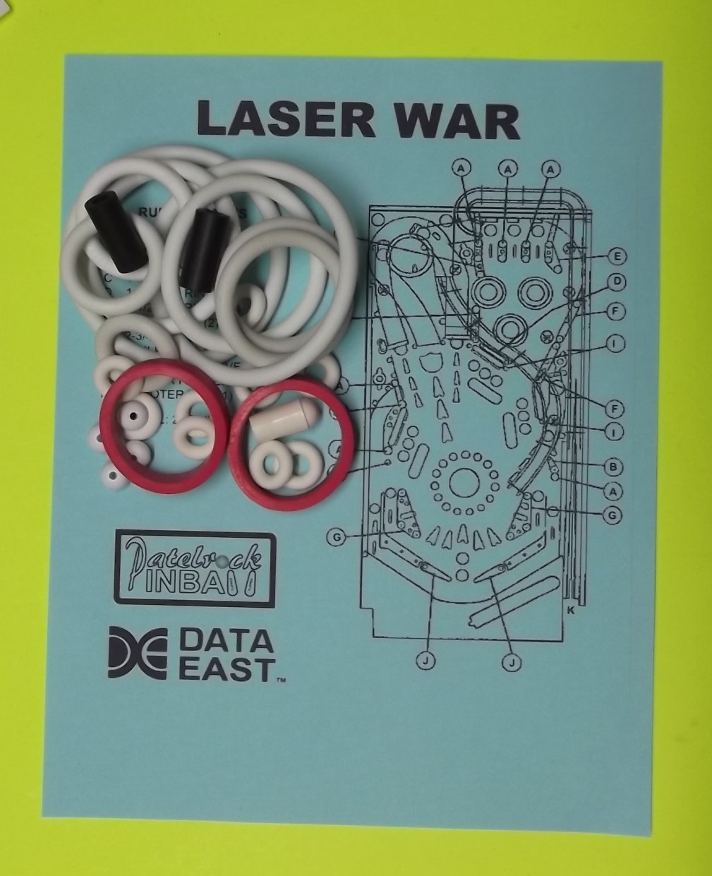 1987 Data East Laser War Pinball Machine Rubber Ring Kit