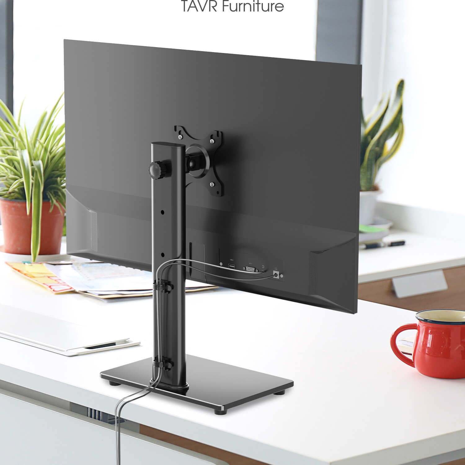 Single Monitor Mount Table Top Stand Free standing with Swivel for 13-32 inch TV