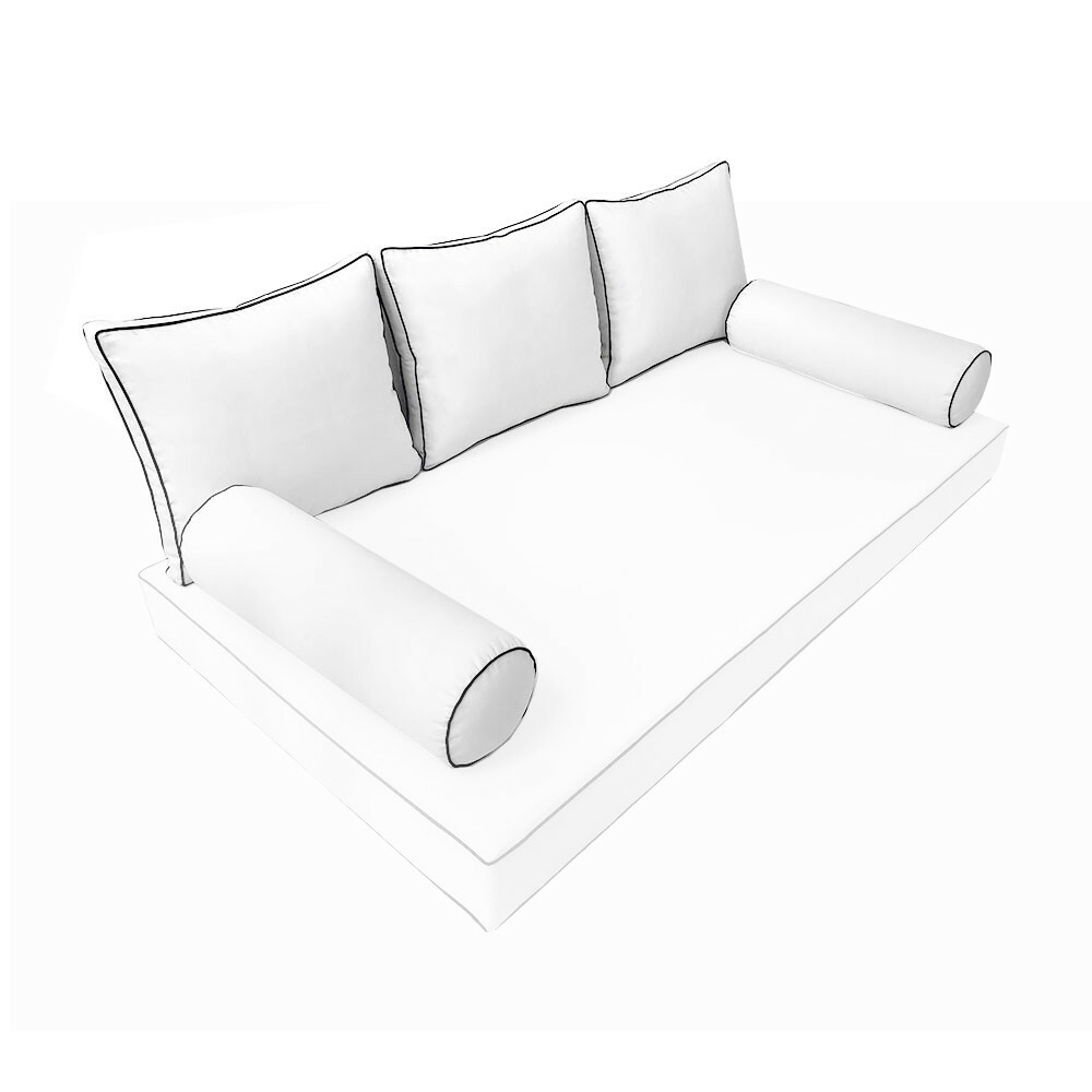 |SLIPCOVER ONLY| S3 Outdoor Bolster Back Pillow Covers Contrast Trim Crib AD106