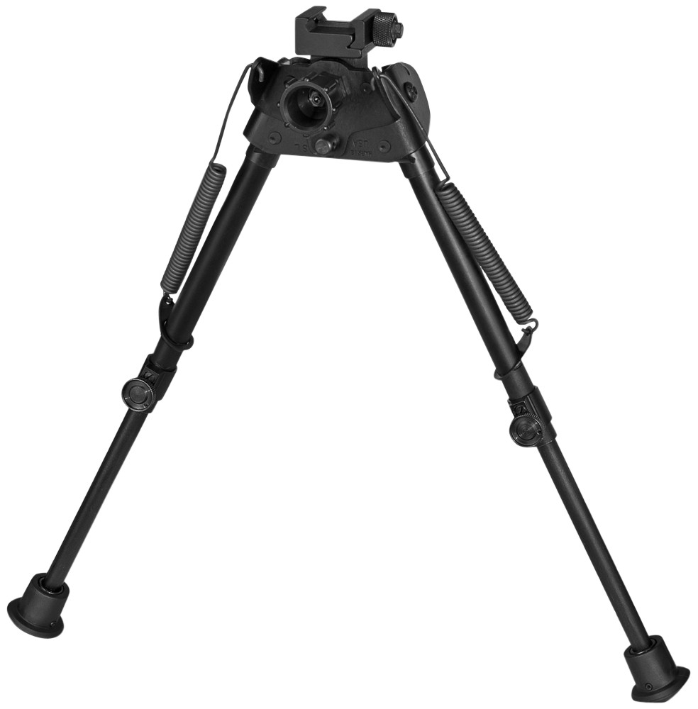 Harris Bipods S-LP Swivel L Picatinny  9-13"  Black Steel/Aluminum  Rubber Feet