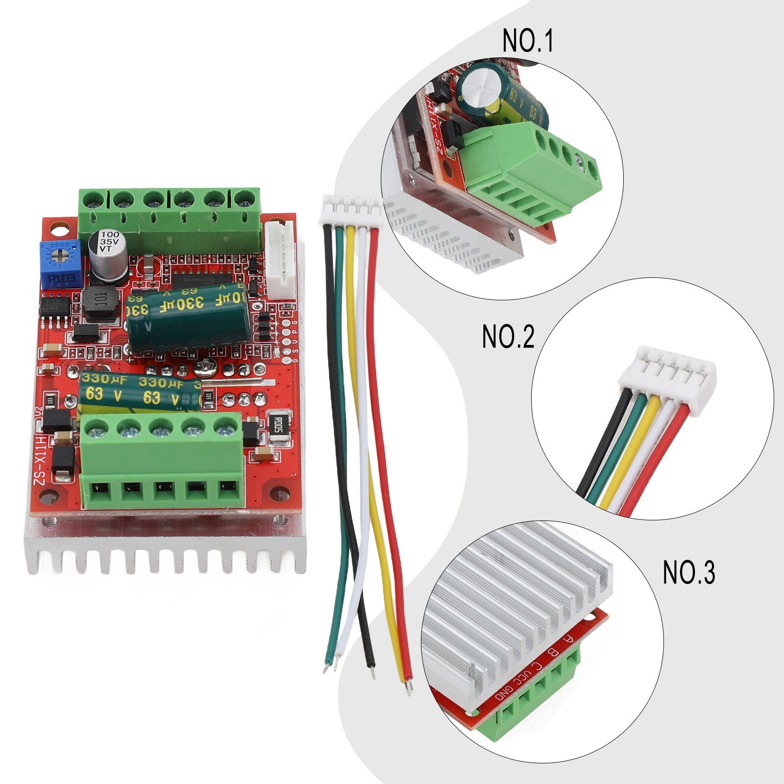 DC 12/24/48V-BLDC 6-60V 400W/3 Phase-Brushless-Motor-Controller Driver-Board