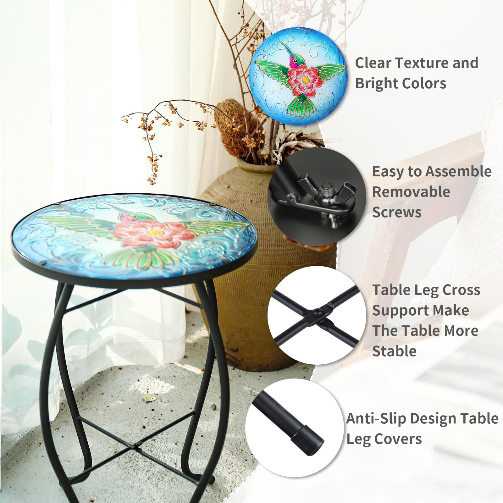 Patio Side Table Outdoor Accent Bistro Coffee Plant End Small Porch Indoor Round