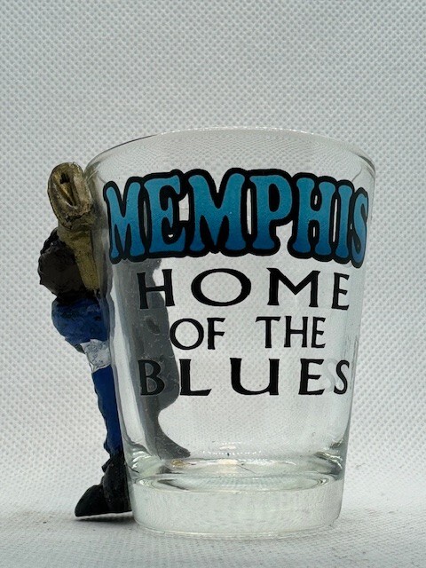 Memphis Home of the Blues 3D Musician Clear Shot Glass