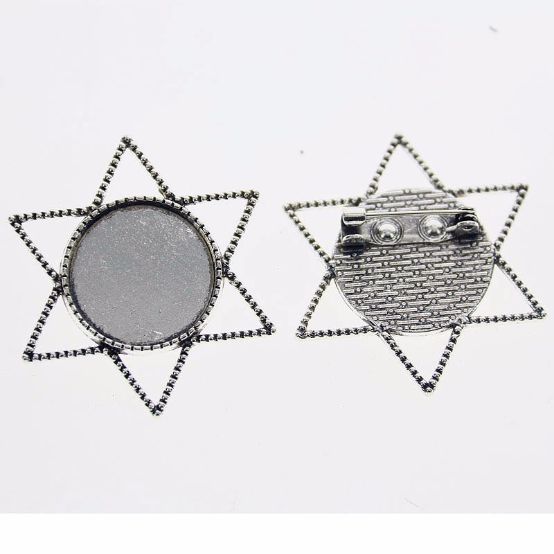 3pcs Tibetan silver ROUND 20mm cabochon settings hollow rim brooch design XA009