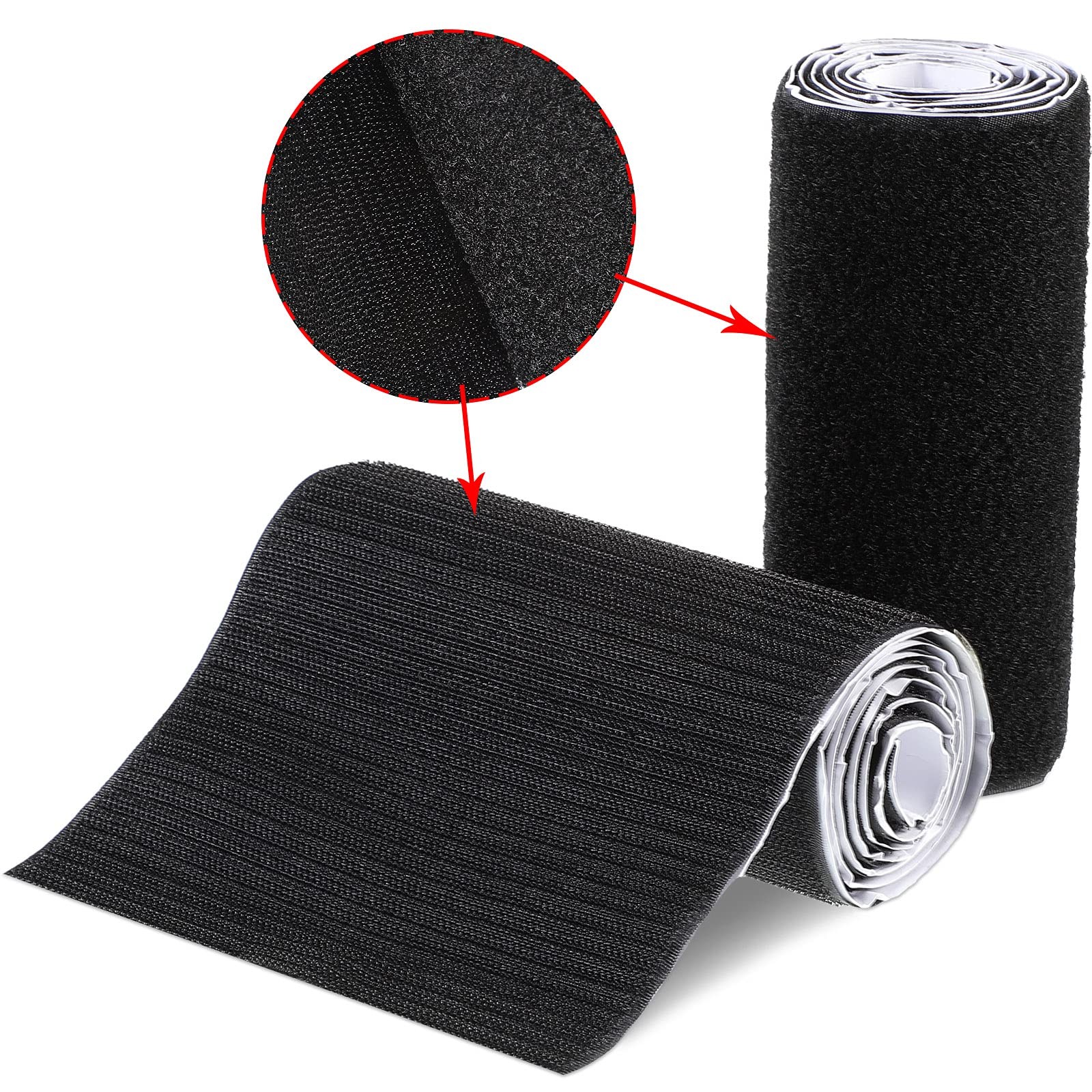 Waydress 6 Inch Wide Hook and Loop Tape Black Double Sided Nylon Heavy Duty A...