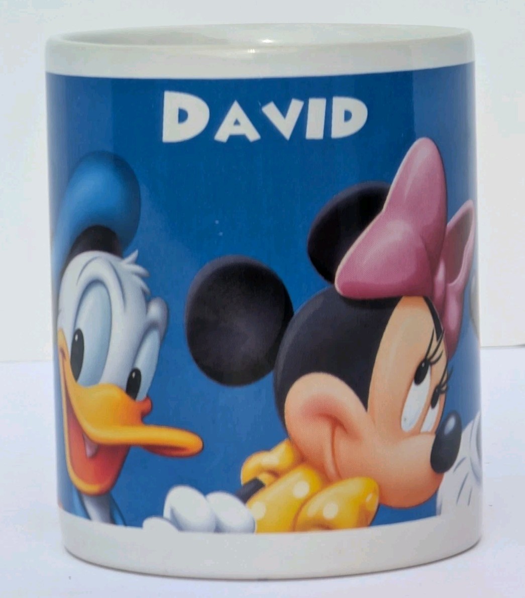 Disney Jerry Leigh *David" Personalized Mickey Minnie Donald & Goofy Coffee Mug