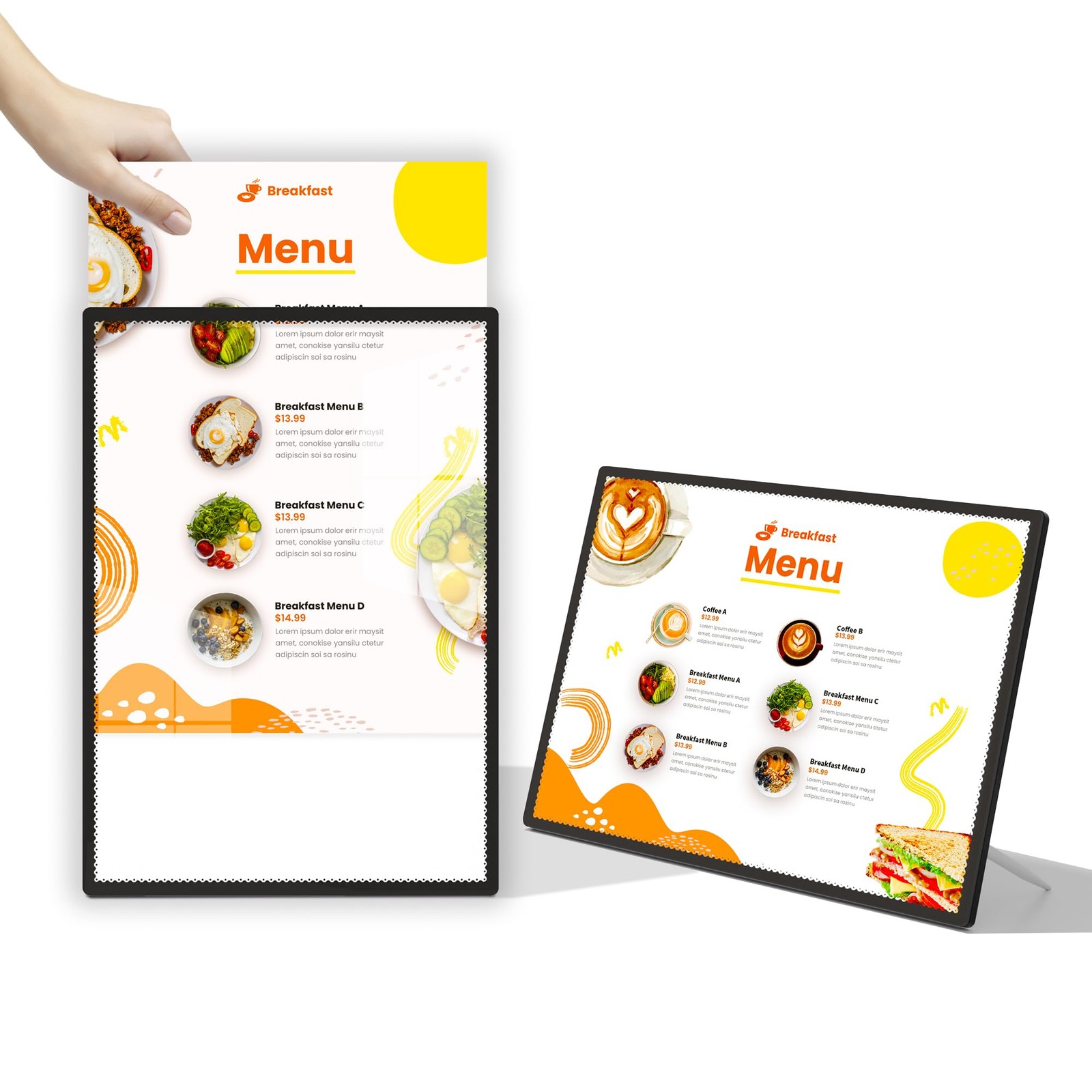 A4 Backlit LED Menu Light Box, Fits 8.27×11.69", (8.27×11.69"), Black