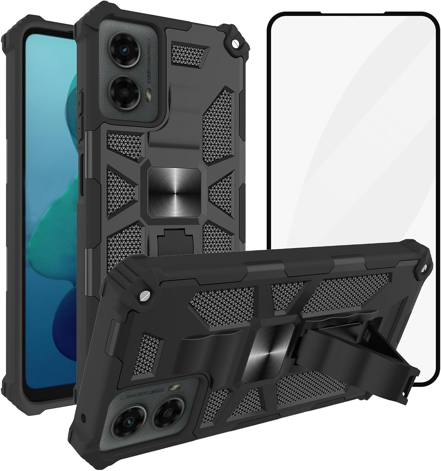 For Motorola Moto G Stylus (2024) 5G Case Kickstand Phone Cover Tempered Glass