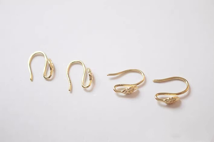 10pcs Gold Leaf Earring Hook,Simple Earring,Leaves Ear Hook,Long Ear Wire
