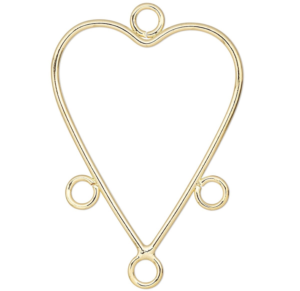 10 Gold Plated Steel 25x22mm Heart Chandelier Earring Connectors with 3 Loops *