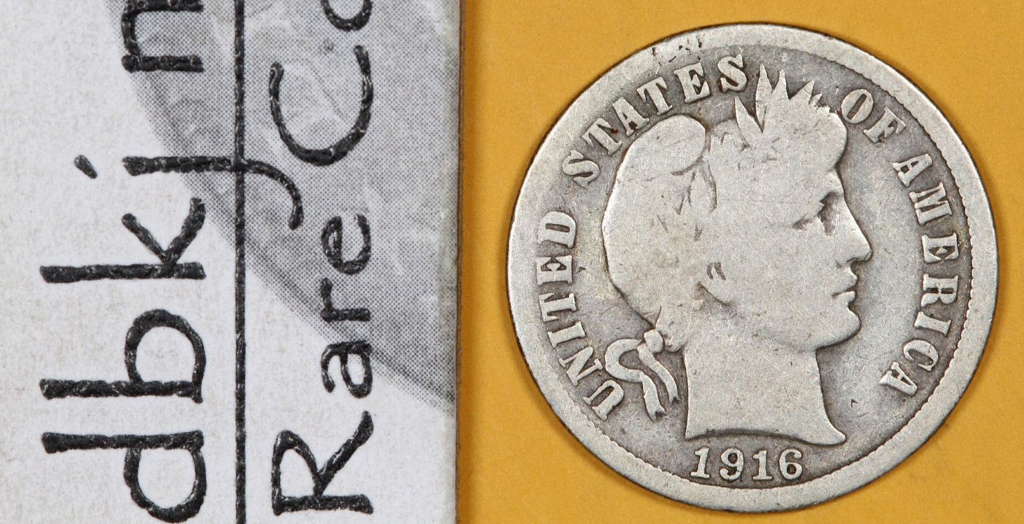 1916 S - Liberty Head "Barber" Silver Dime 10¢ - G - Good dbkjA