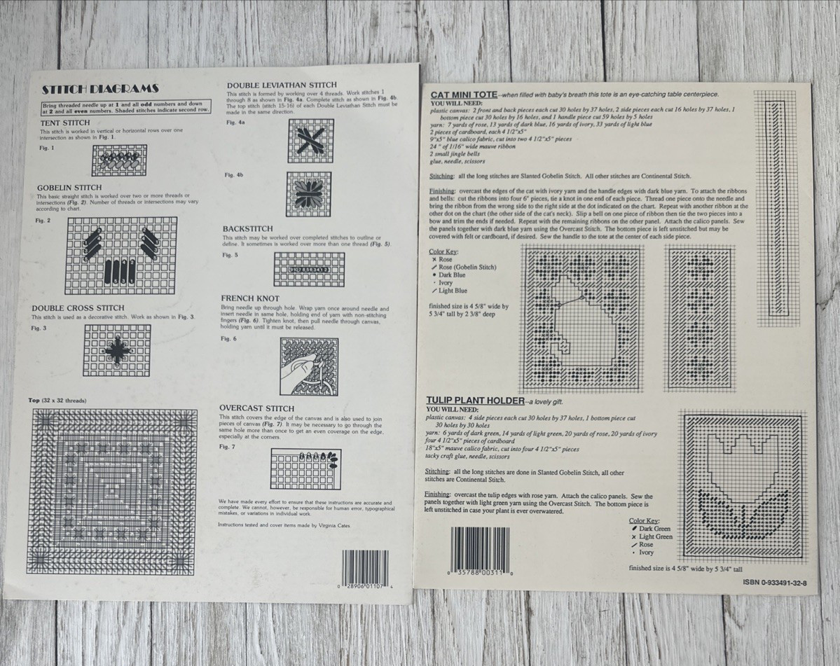 2 Plastic Canvas Pattern Leaflets Vintage Coasters #1107, 10 Projects #HotP-311