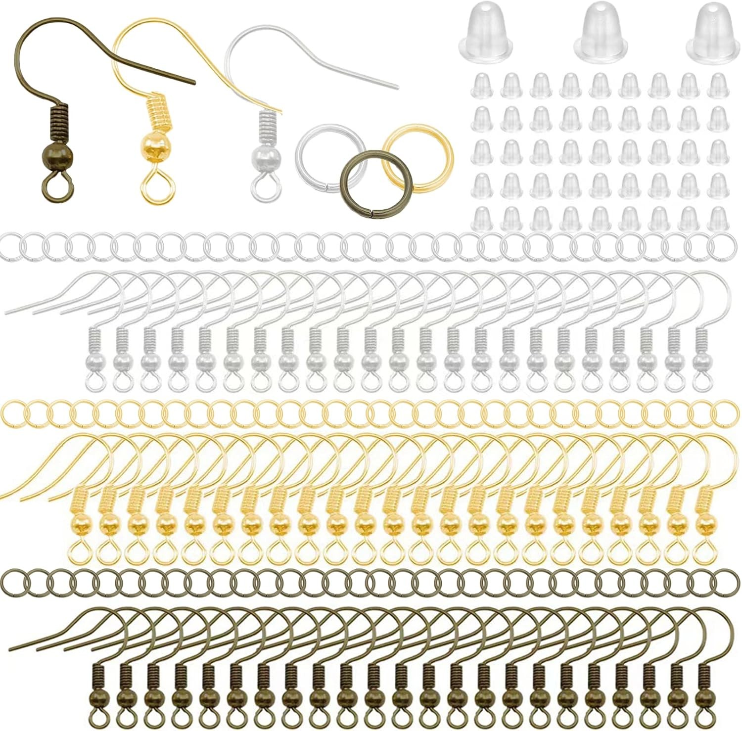 Hypoallergenic Earring Hooks, 900 Pcs Earring Making Supplies | kit jump rings,