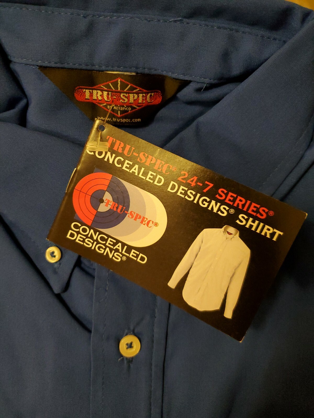 Tru-Spec 24-7 Series Long Sleeve Shirt CONCEALED DESIGNS MEN BLUE  Button Up Med