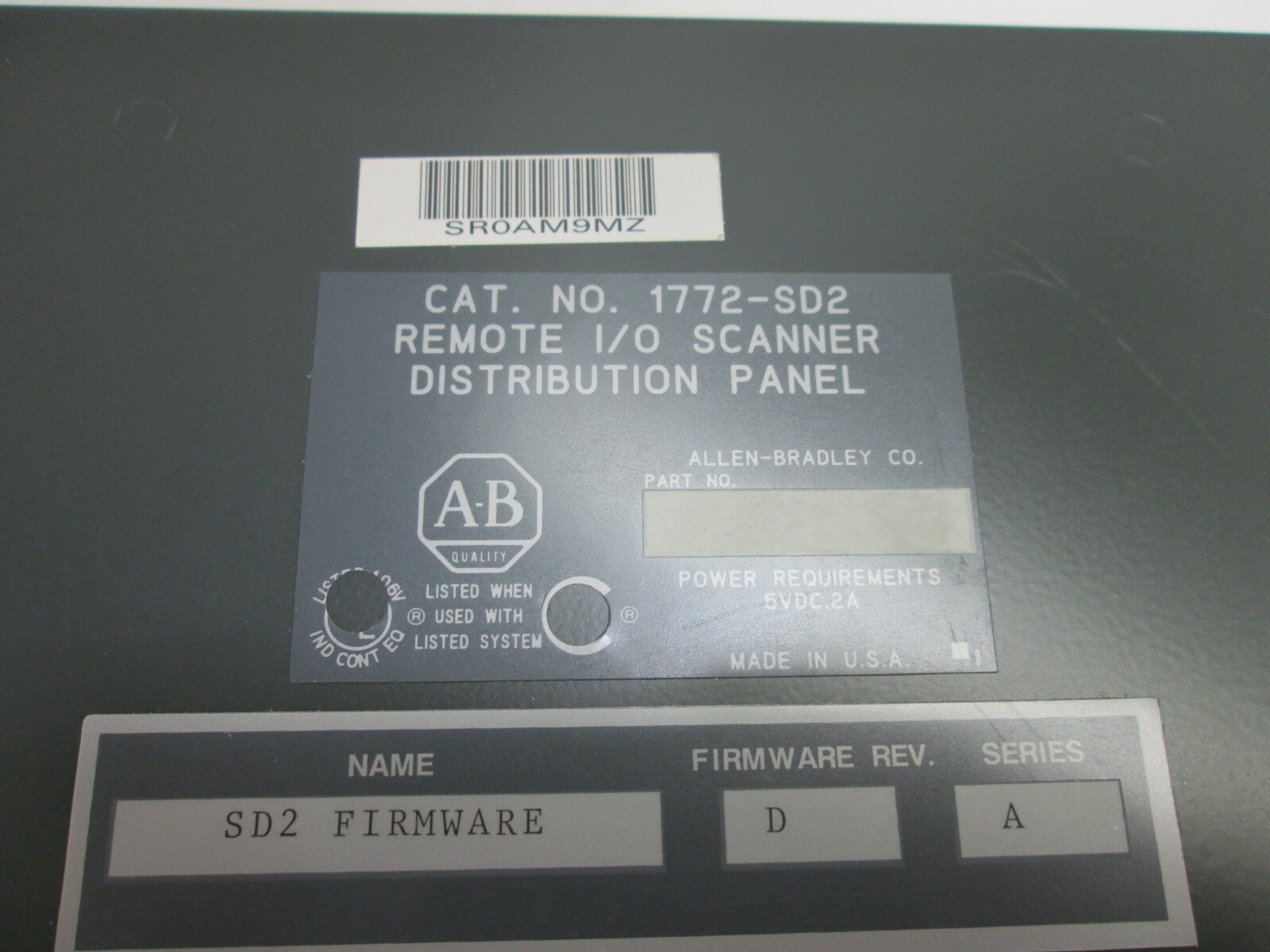 Allen Bradley 1772-SD2 Remote I/O Scanner Distribution Panel, Current: 2A Max