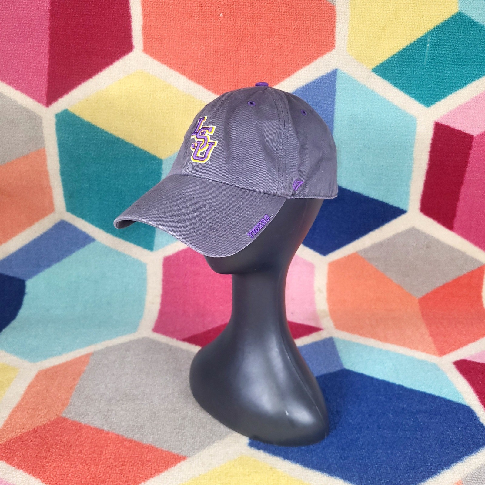 LSU Tigers Baseball Cap Purple Yellow Logo Adjustable Strap Gray
