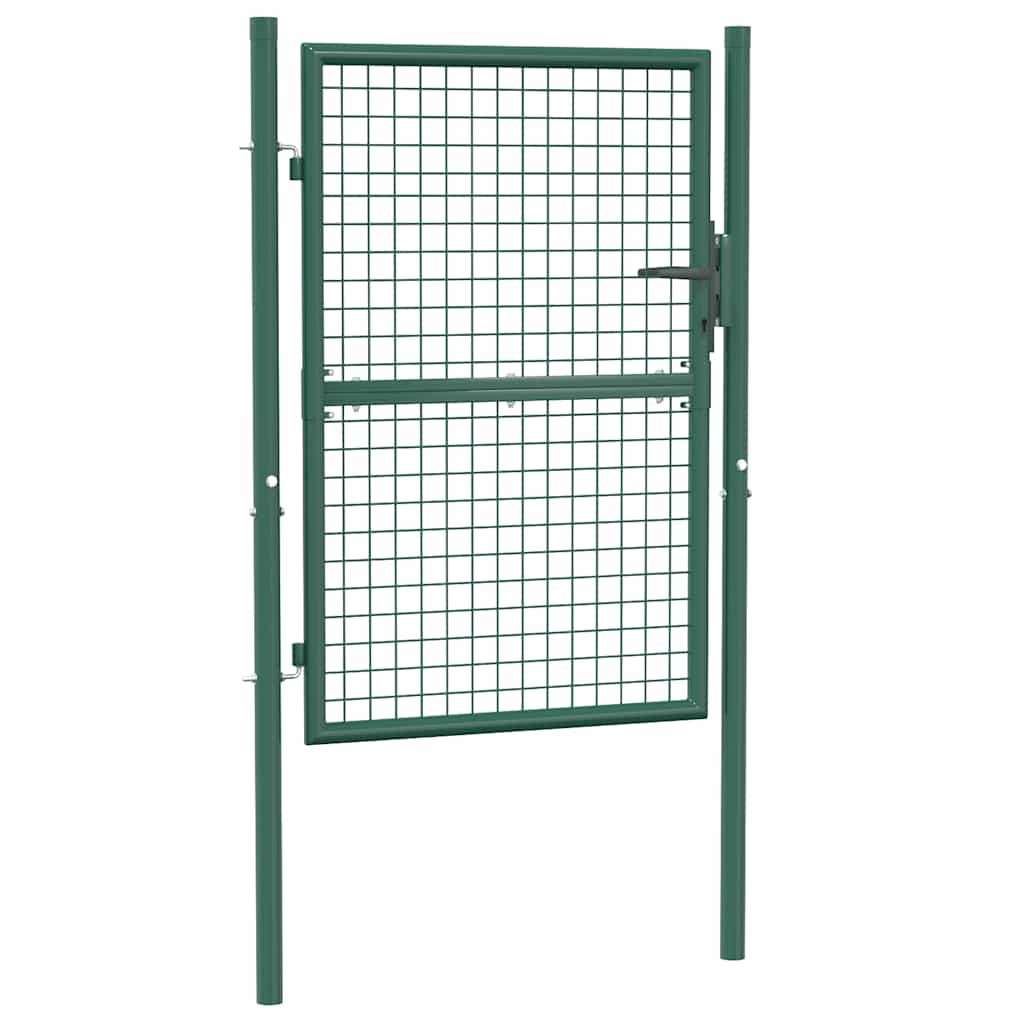 Fence Gate Metal Fence Post Garden Gate for Outdoor Patio Steel Green vidaXL