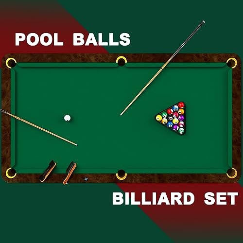 Pool Table Accessories Set with 6 Cue Sticks, 16 Billiard Balls, Triangle &