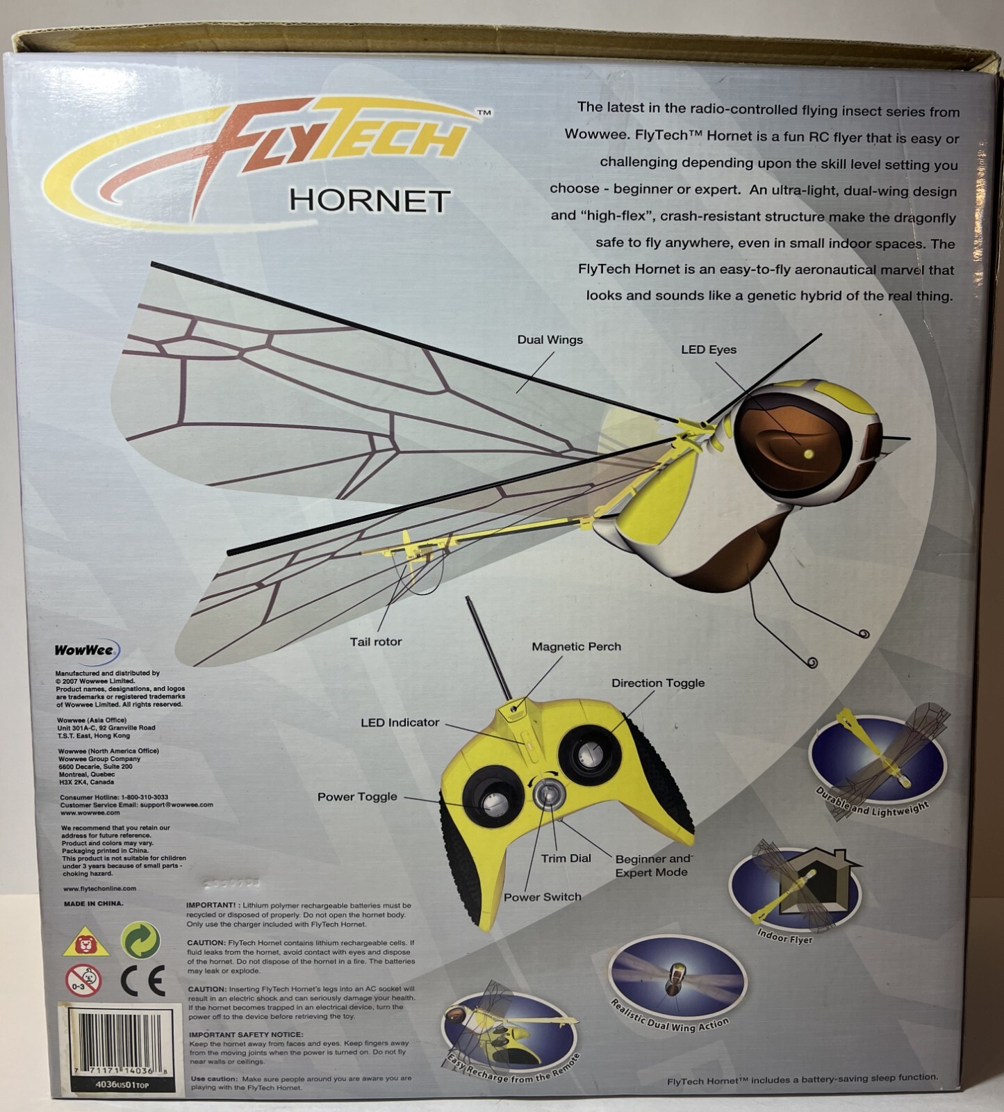 Wowwee Flytech Robotic Hornet Remote Control Insect Drone RC Fly 2007