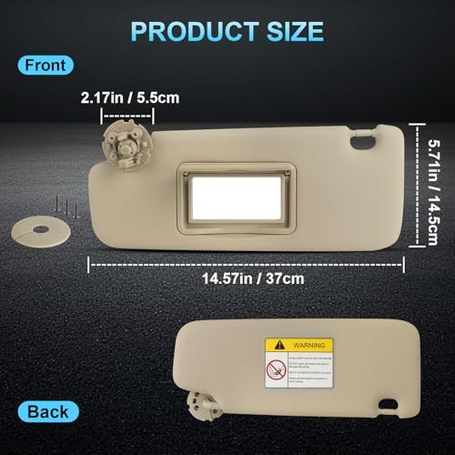 Sun Visor Driver Side for 2011-2019 Chevy Cruze, Beige, Left Left Driver Side