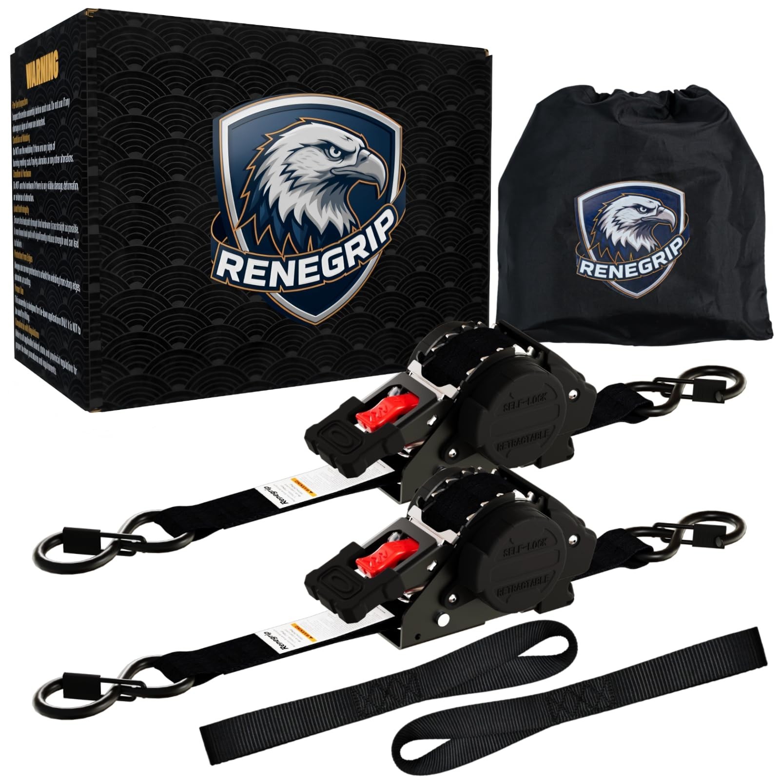 Retractable Ratchet Straps Heavy Duty Tie Down 1''*12ft Breaking Strength 176...