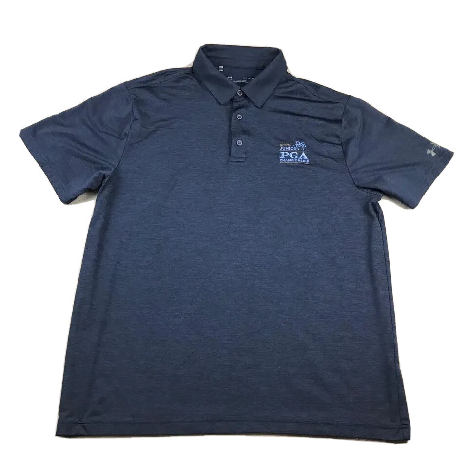 Under Armour Shirt Mens XL Blue HeatGear Loose Polo Boys Junior PGA Championship