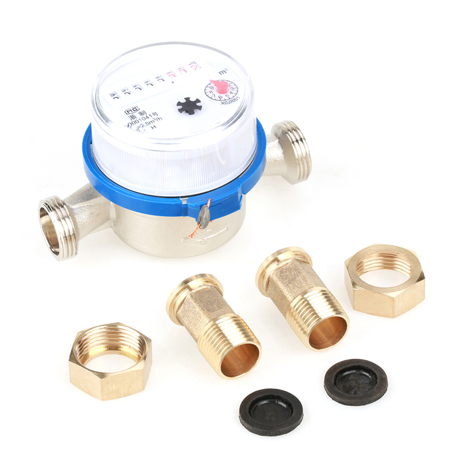 15mm 1/2" Plastic Cold Water Meter Single Water Dry Table Measuring Tools