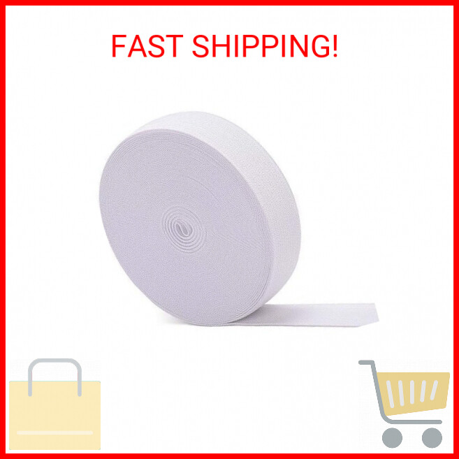 White 1 Inch Elastic Bands - 12yd High Elasticity Knit Spool for Waistband