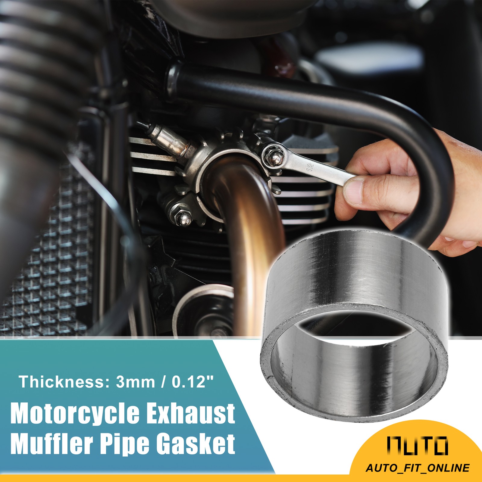 Single Graphite Titanium Tone Motorcycle Exhaust Muffler Pipe Gasket Universal