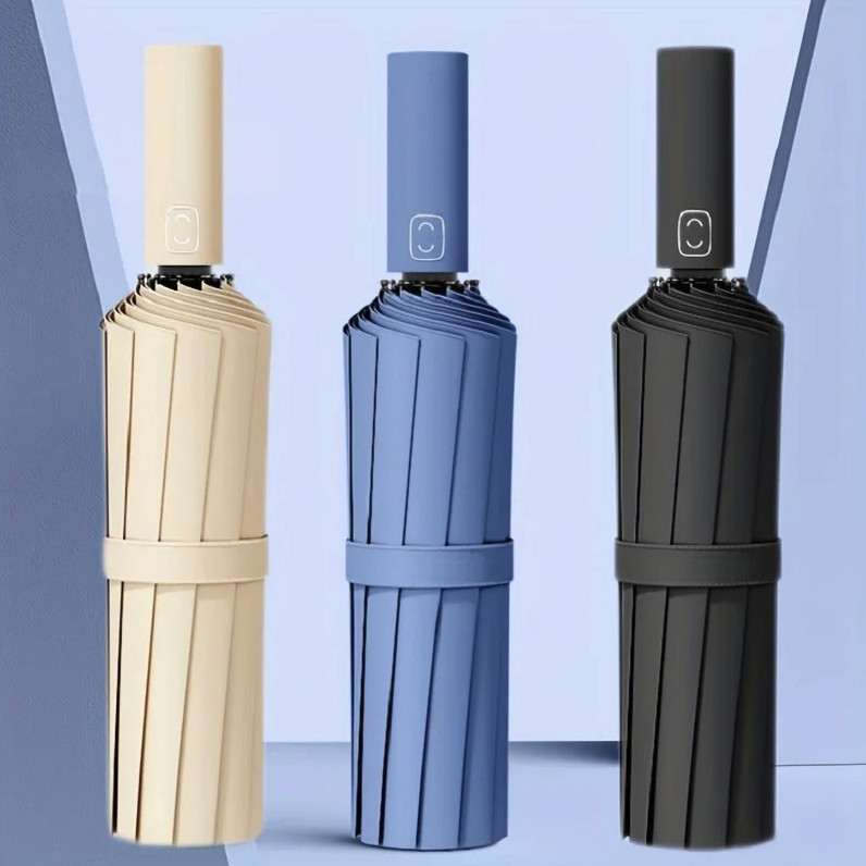 1PC 24-Bone Reinforced Windproof Umbrella – UV Protection Business & Travel