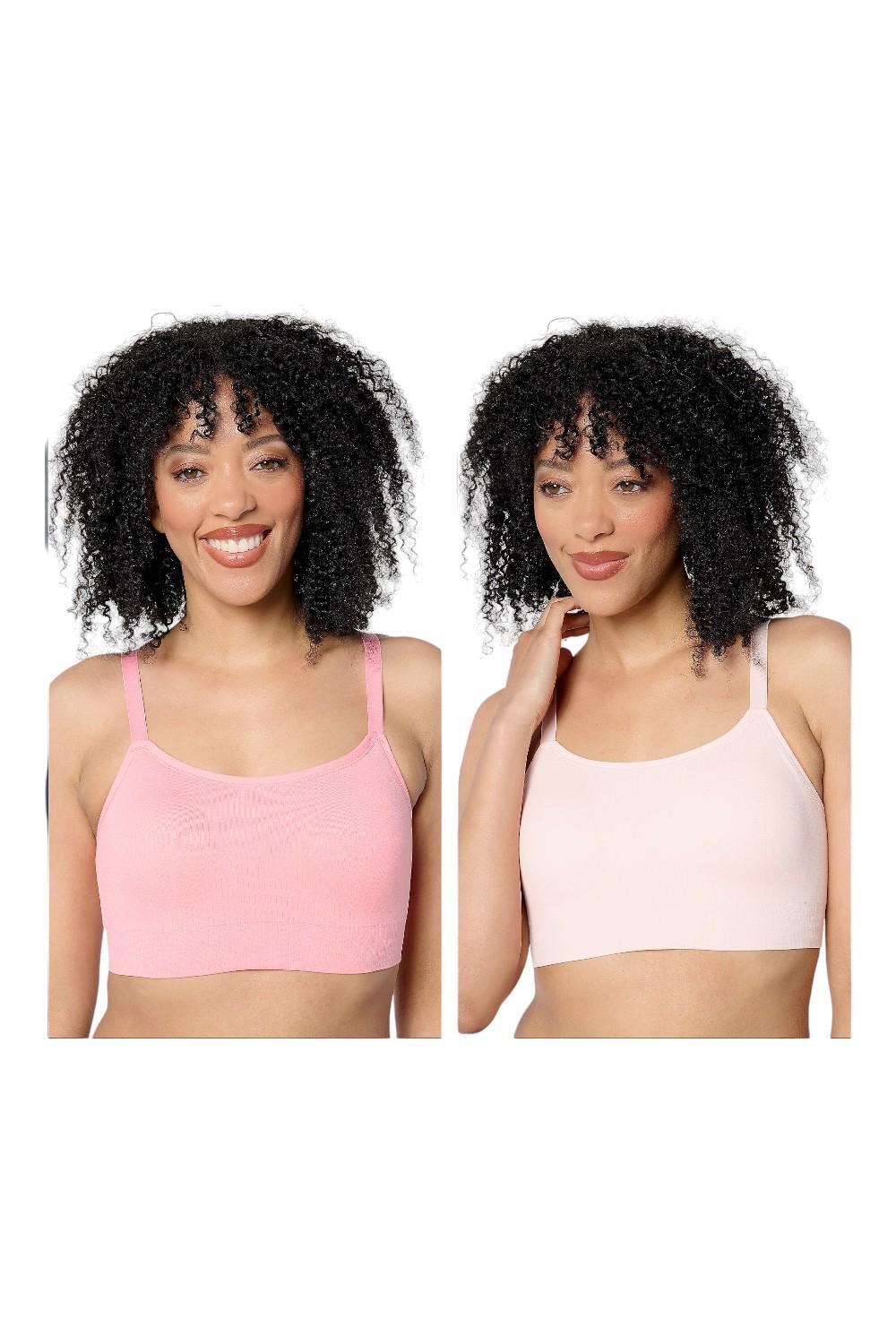 Cuddl Duds Women's 2pk Intimates Seamless ScoopNeck Bra Pinksilk/Conch
