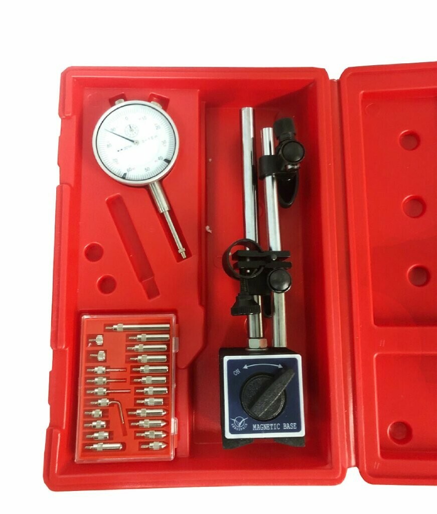 1'' Dial Indicator w/ Magnetic Base Holder Fine .001 Graduation + 22 Point Set
