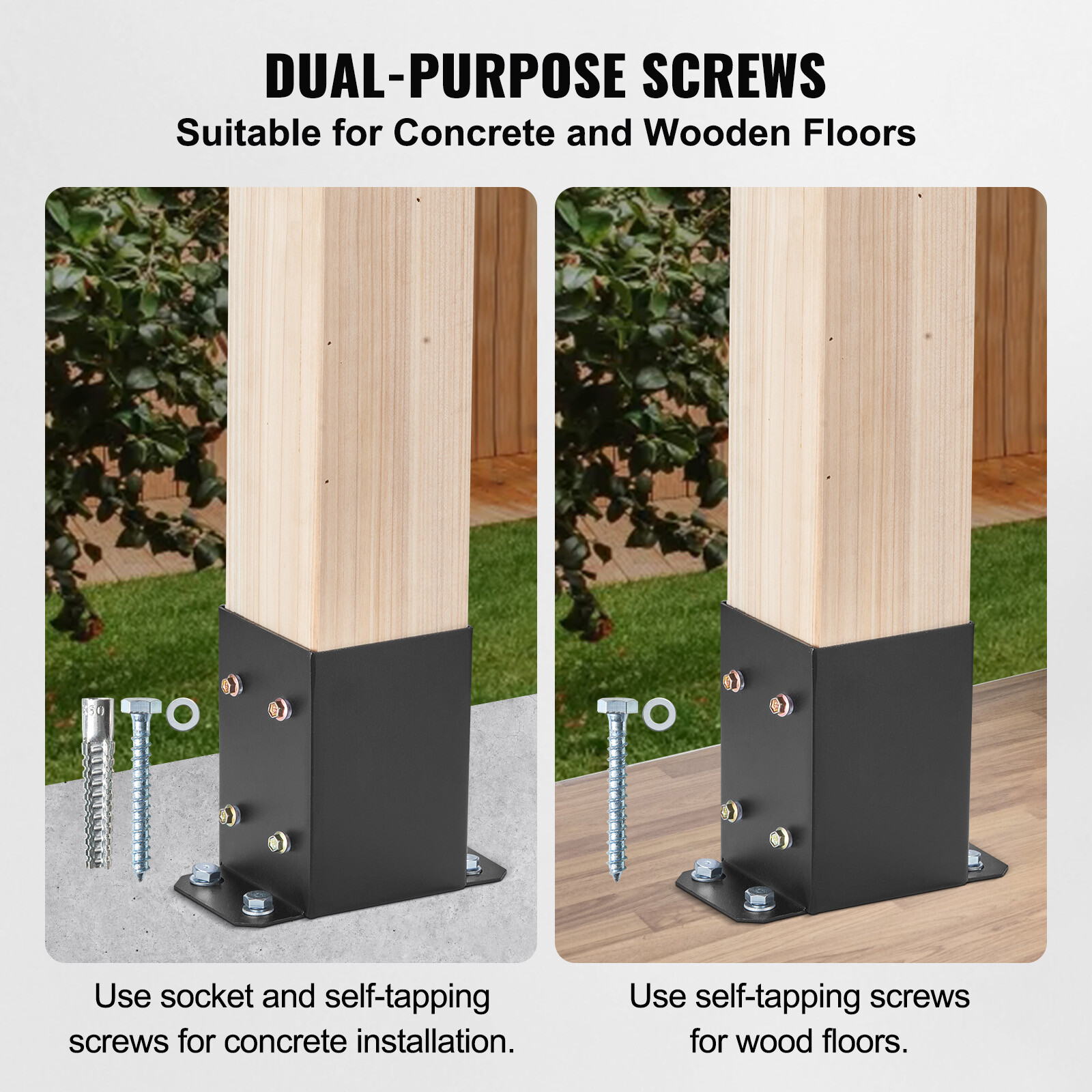 VEVOR 2 Pack 4x4 Post Base Brackets Heavy Duty Wood Post Fence Post Anchor