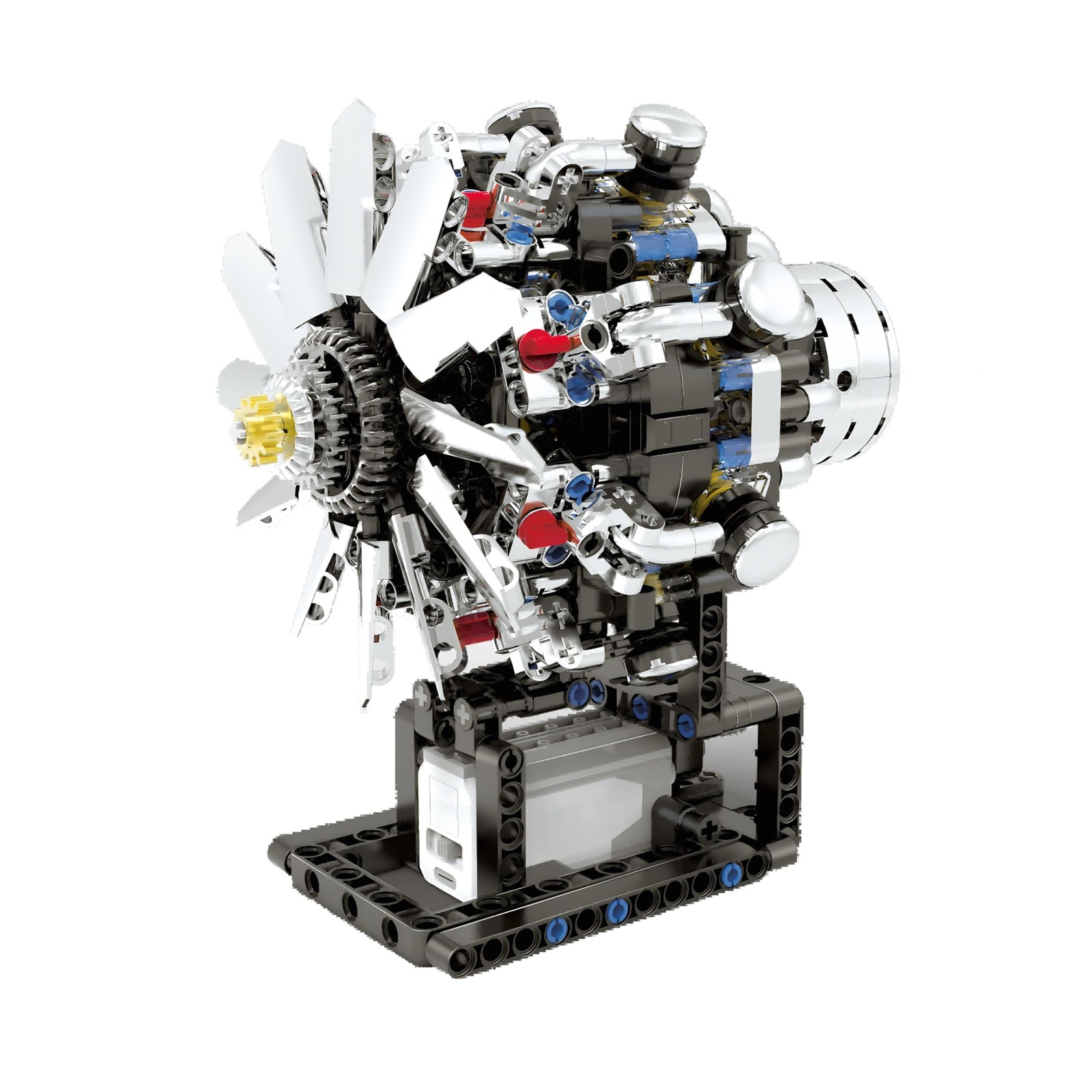 V8 Engine Model Kit That Runs on Electricity - 558-Piece Mini Turbofan Jet En...