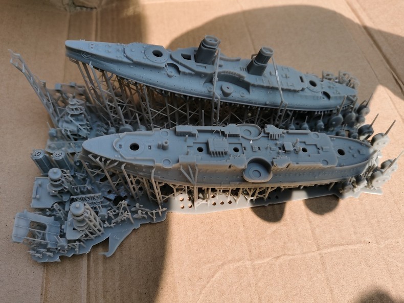 3D Printing 1/700 French Jaureguiberry battleship +Bouvet battleship Unpainted.