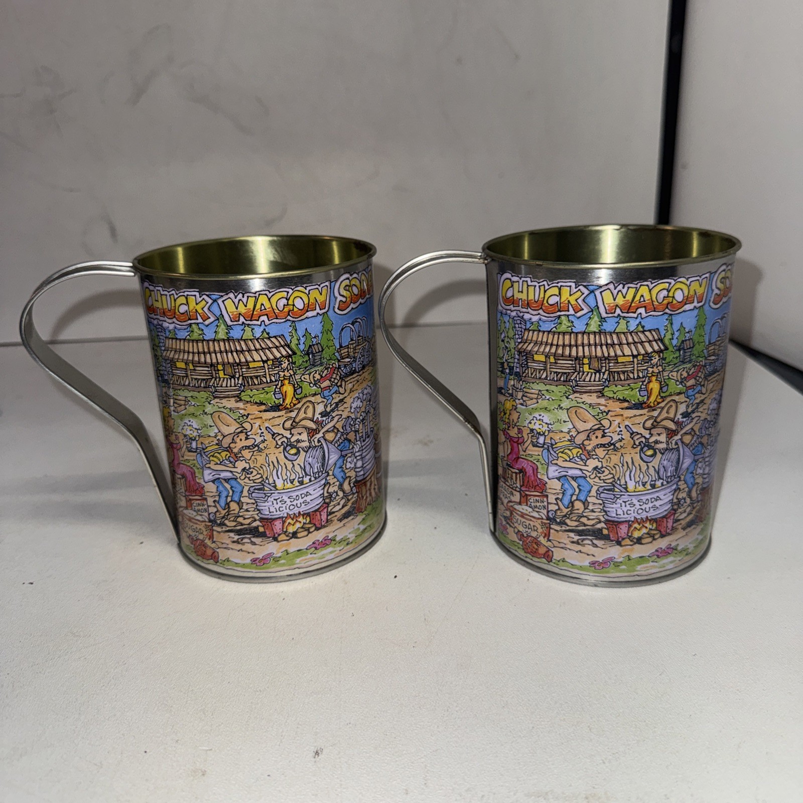 Pair of Chuck Wagon Soda Can Mugs (Metal)