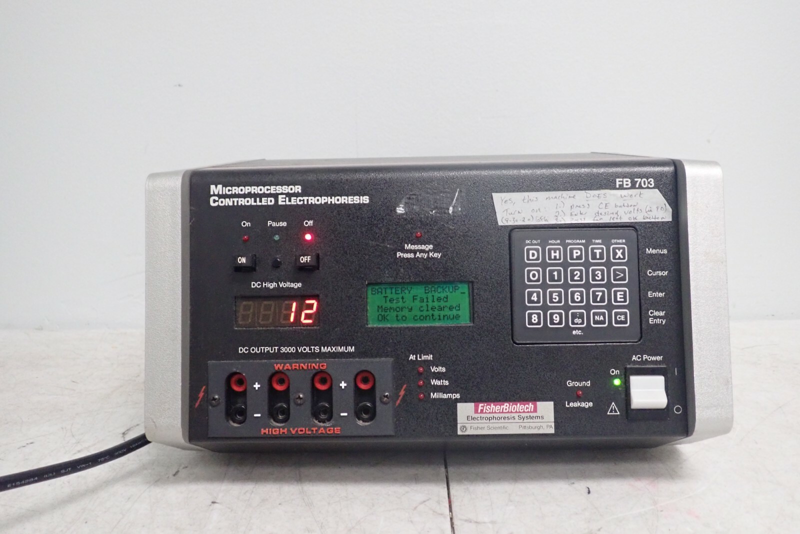 Fisher Biotech FB 703 Microprocessor Controlled Electrophoresis Power Supply