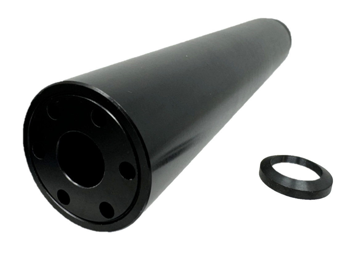 9MM 1/2X28 TPI Barrel Extension Linear Comp Solid Aluminum Tube + Crush Washer