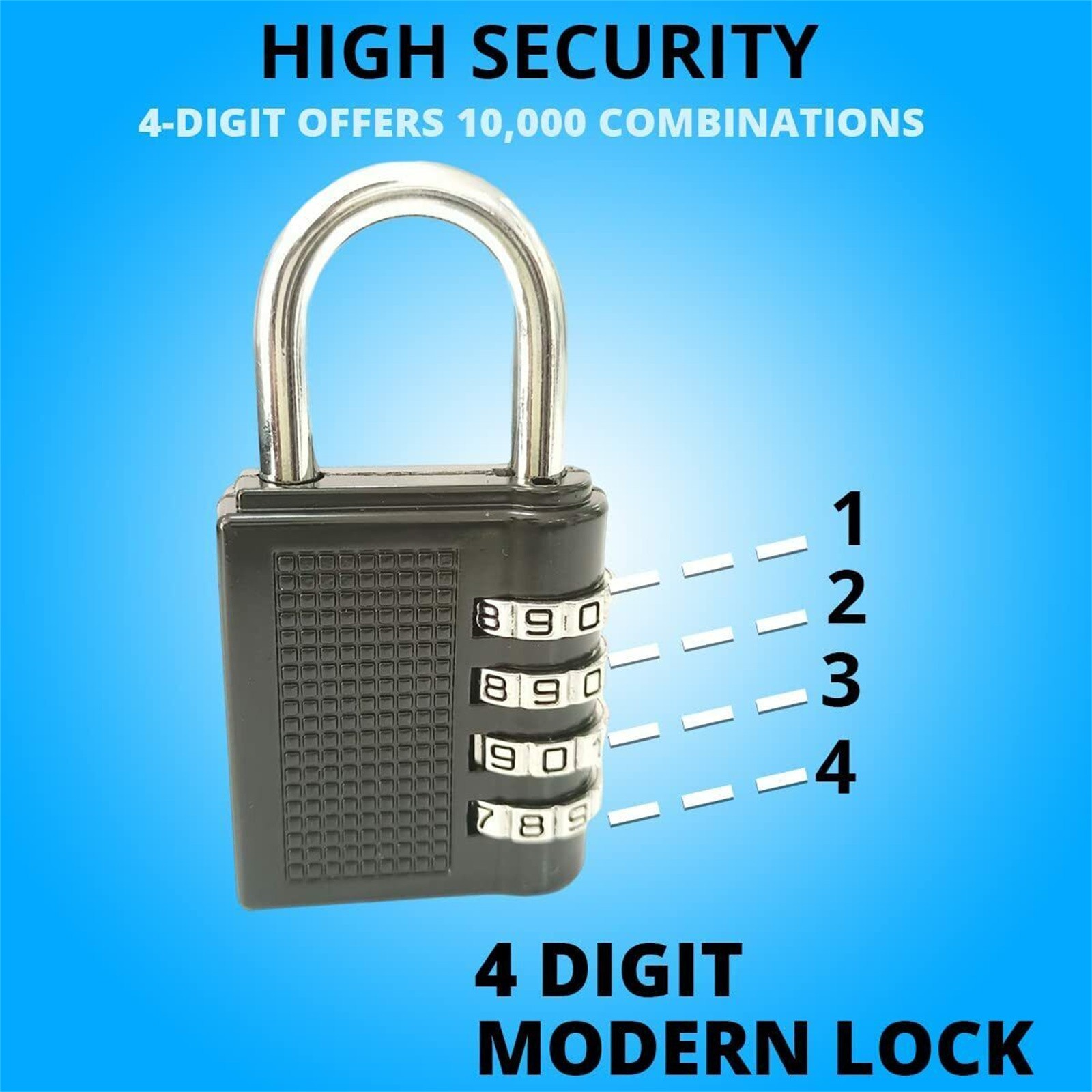 Combination Padlock Password Outdoor 4 Digit Long Shackle Waterproof Pad Lock
