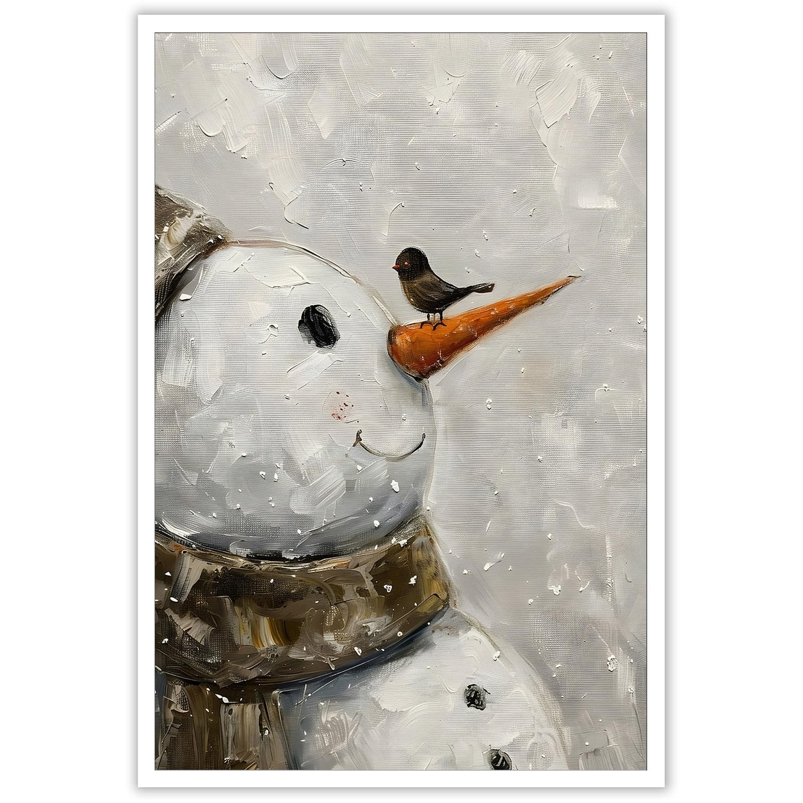 CJWHGYJ Winter Christmas Wall Art Retro 12"L x 16"W, Multi 05 Unframed